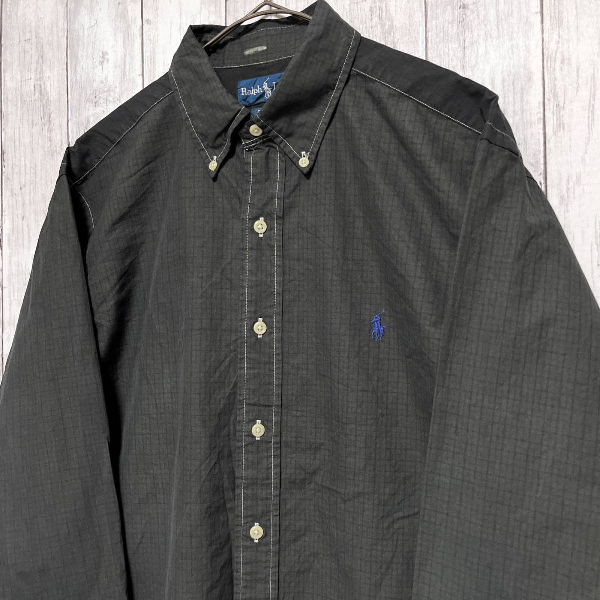 ラルフローレン Ralph Lauren CLASSIC FIT チェックシャツ 長袖シャツ メンズ ワンポイント コットン100% サイズ16 Lサイズ 3‐997_画像3