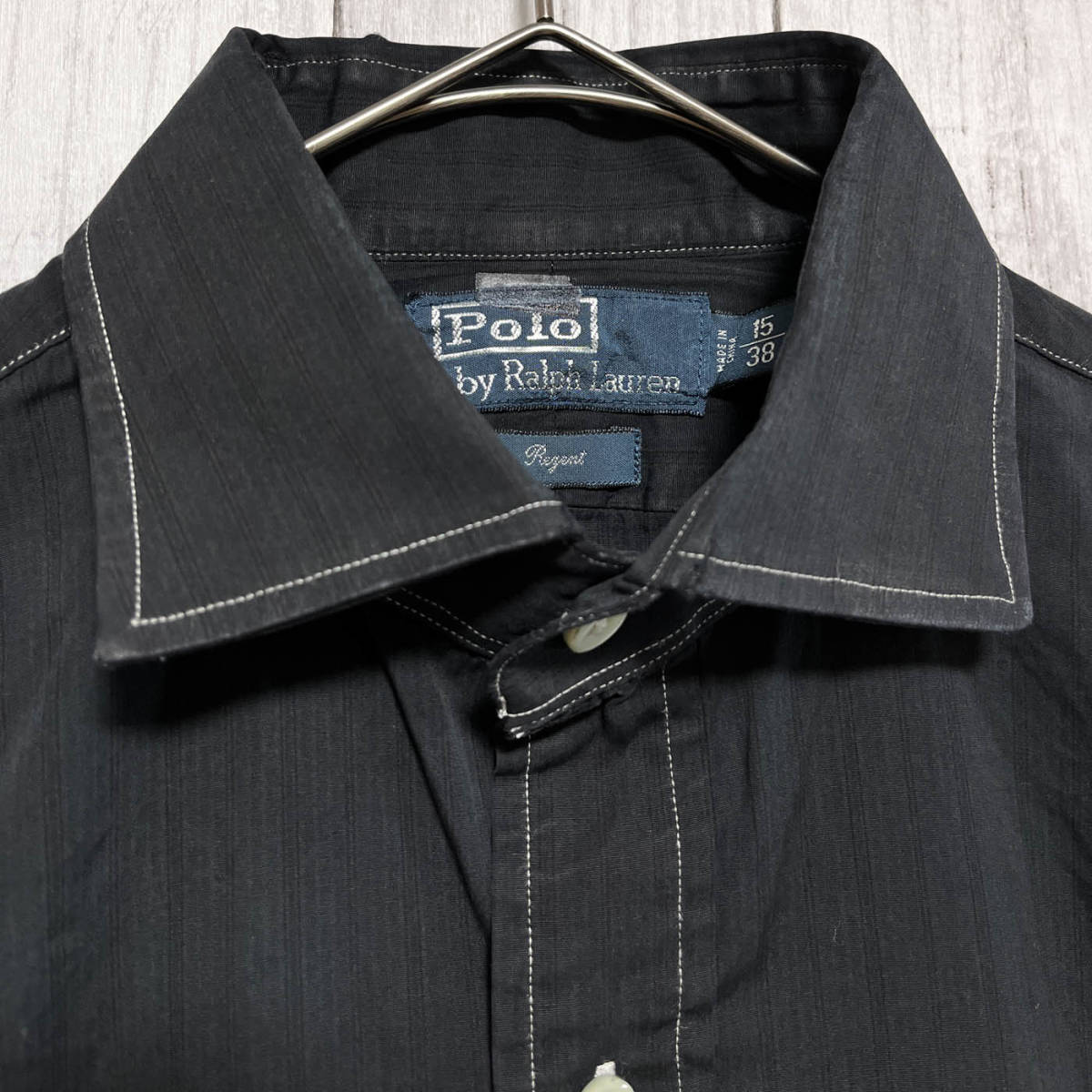 ラルフローレン Ralph Lauren ストライプシャツ 長袖シャツ メンズ ワンポイント コットン100% サイズ15 S~Mサイズ 5‐51_画像4