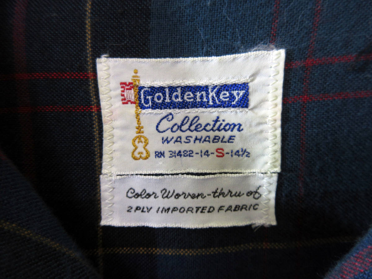 60s ビンテージ【Golden Key】レーヨン ボックスシャツ ゴールデンキー オープンカラーシャツ_画像3