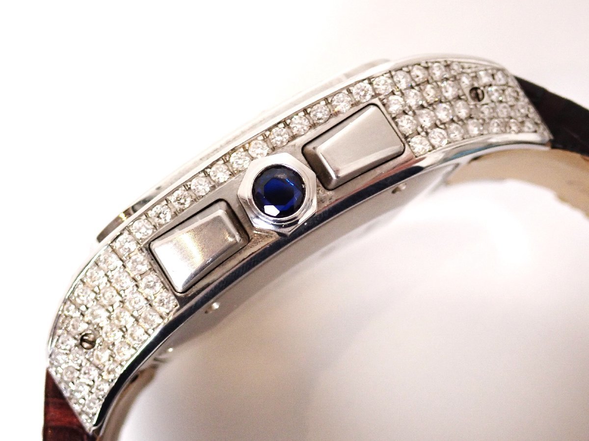 Cartier( Cartier ) солнечный tos100XL мужской хронограф передняя сторона бриллиант самозаводящиеся часы diamond часы 