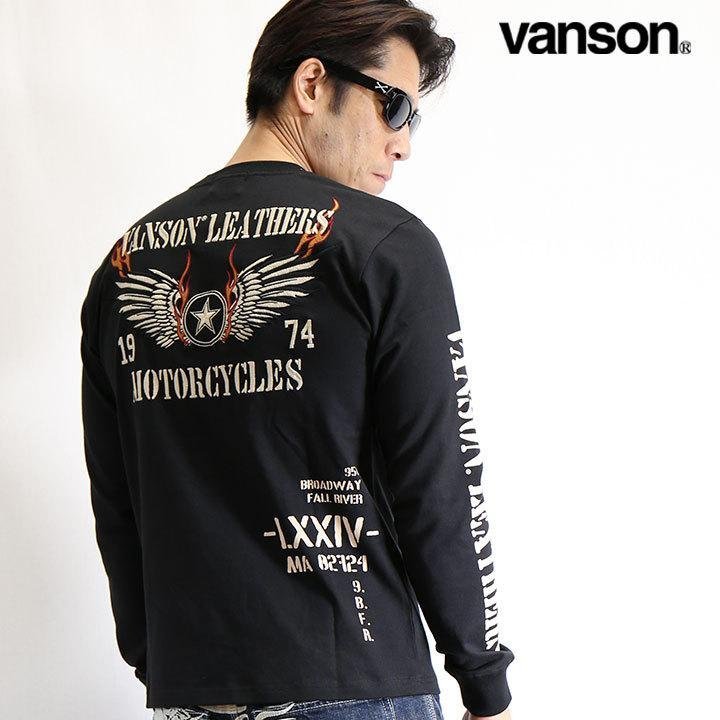 VANSON LEATHERS 【定価7900円】 ロンTEE NVLT-2202 BLACK サイズ M_画像1