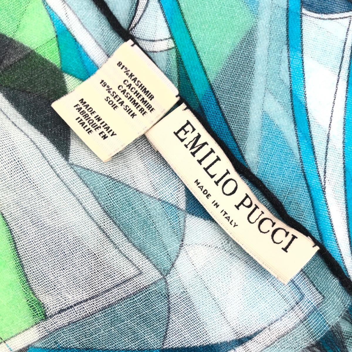 ◆EMILIO PUCCI エミリオプッチ ストール◆ ブルー/グリーン カシミア・シルク レディース マフラー ストール 襟巻 服飾小物_画像5