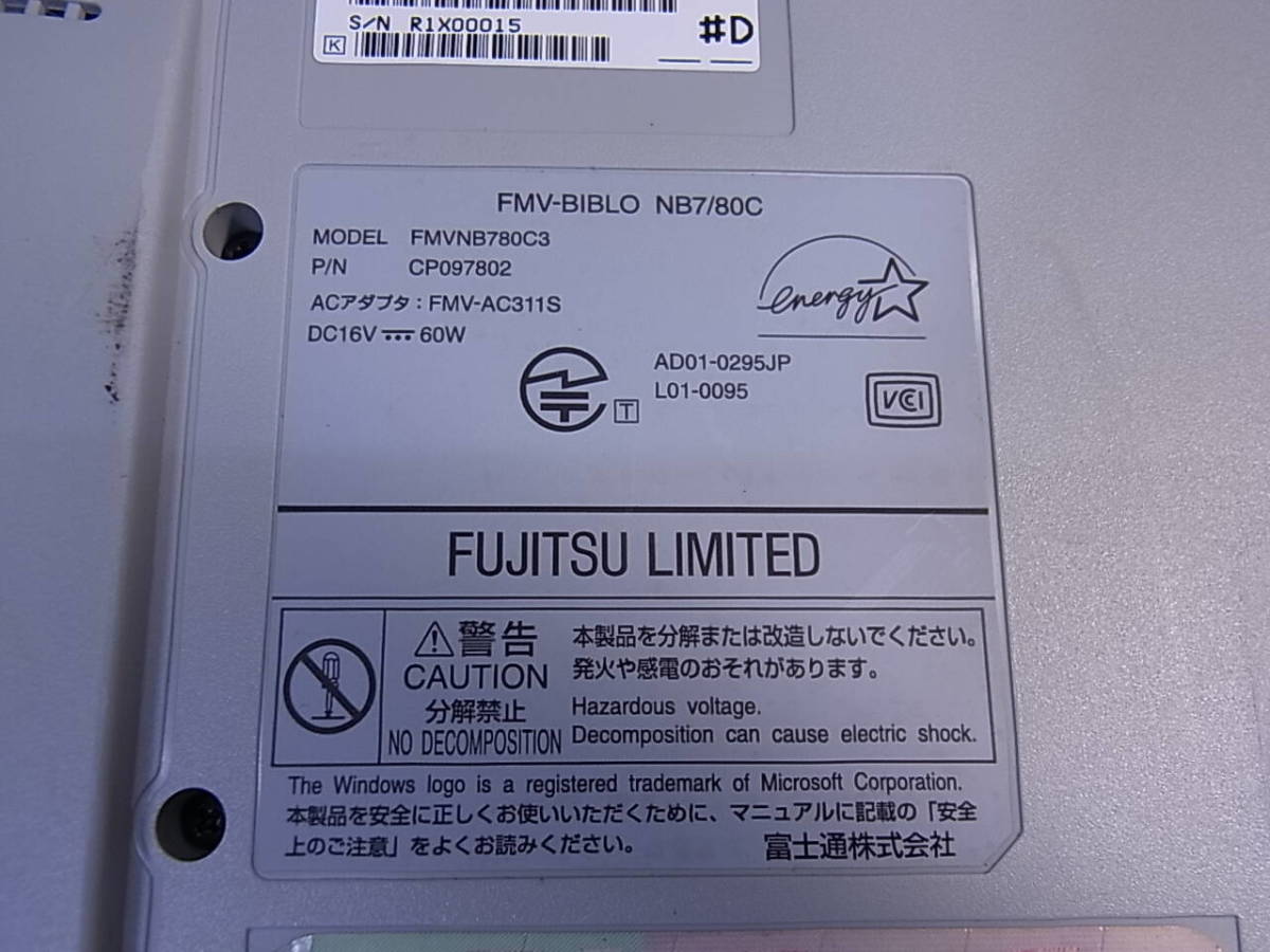 *Z/926* Fujitsu FUJITSU*14.1 type ноутбук *FMV-BIBLO NB7/80C*FMVNB780C3*AMD Duron 880MHz* память 128MB*HDD/OS нет * Junk 