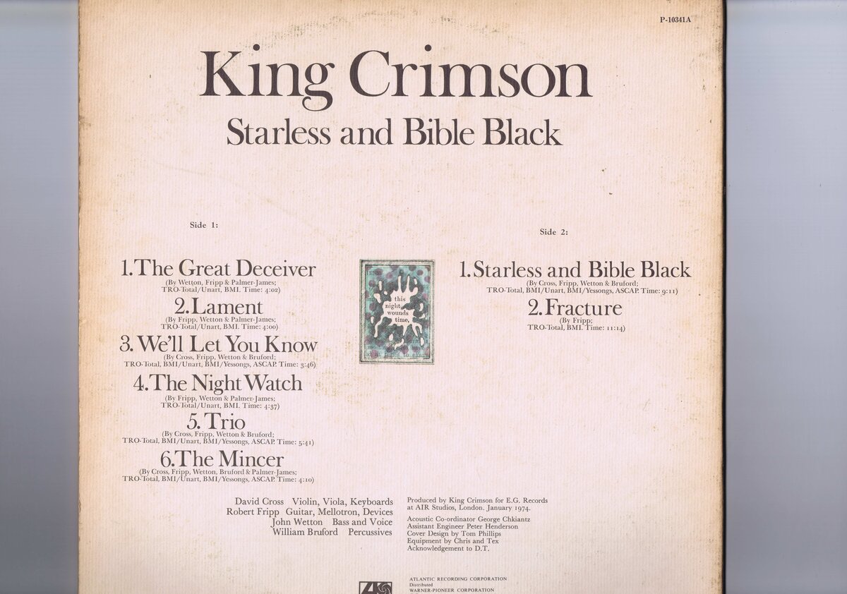 盤質新品同様 国内盤 LP King Crimson / Starless And Bible Black / キング・クリムゾン 暗黒の世界 インサート付き P-10341A_画像2