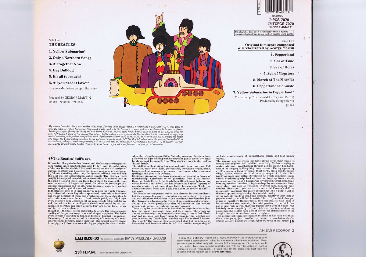盤質良好 UK盤 LP The Beatles / Yellow Submarine / ビートルズ イエロー・サブマリン PCS 7070, 10 4002 1_画像2
