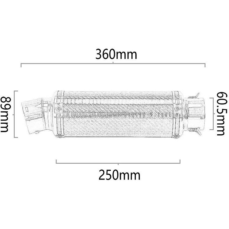 bk45 ブラック バイクスリップオンマフラー バイクサイレンサー 汎用 60.5mm 長さ360mm インナーバッフル付き_画像2