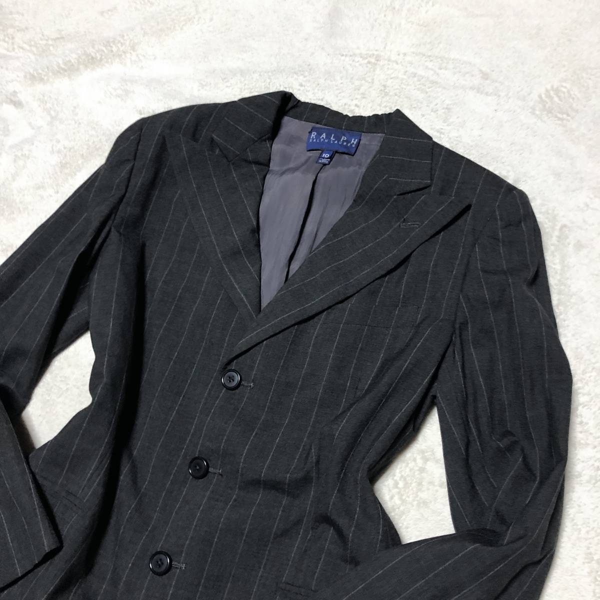 ラルフローレン Ralph Lauren【漂う高級感】テーラードジャケット ブレザー スーツジャケット 総裏地 3B グレー系 Mサイズ_画像5