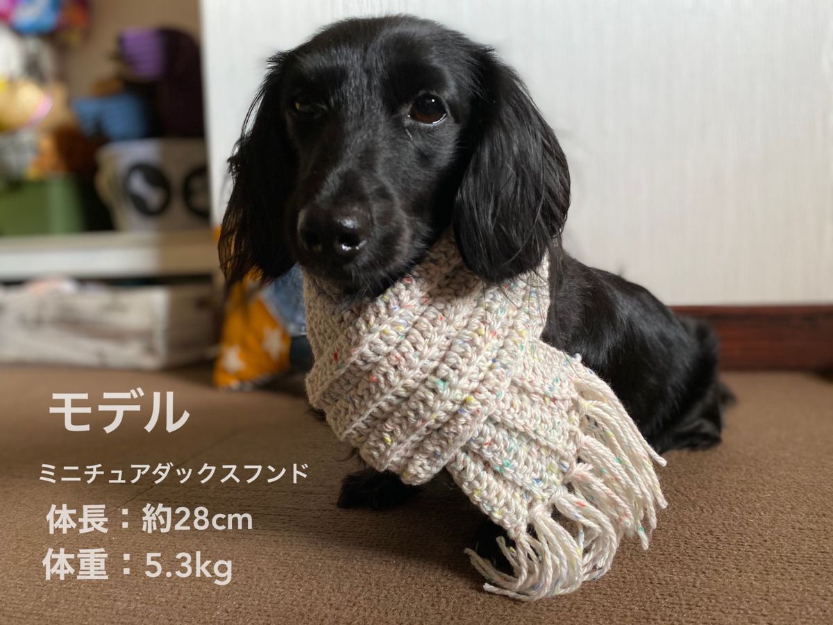 ハンドメイド 犬用手編みフリンジマフラー