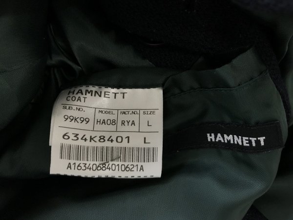 HAMNETT ハムネット メンズ ニット ダブルボタン 胸ポケット付き ナポレオン ジャケット L 紺 ウールポリエステルアクリル_画像2