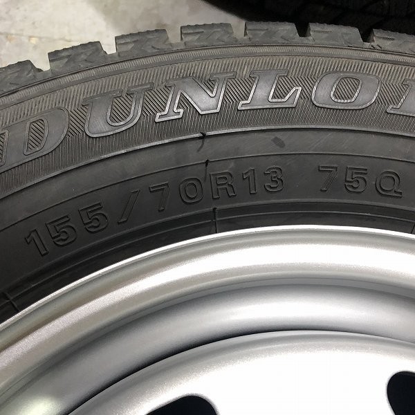 (WW5J024)鉄ホイール 13ｘ4.00B 4穴 100 + DUNLOP WINTERMAXX WM02 155/70R13 75Q 2018年 スタッドレス 冬タイヤ 送料無料_画像4