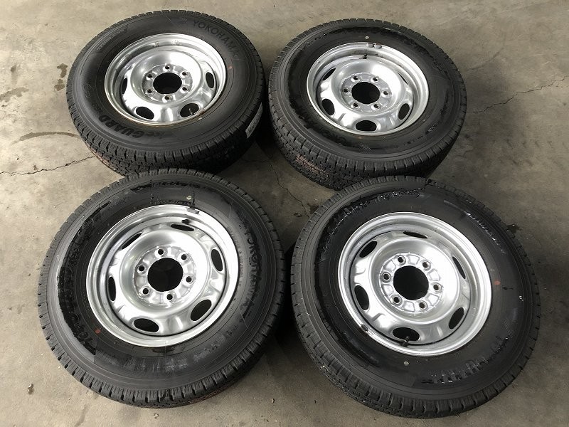 (WW5J031)鉄ホイール 15ｘ5.5JJ 6穴 139.7 + YOKOHAMA ice GUARD iG91 195/80R15 107/105Ｌ LT 2022年 スタッドレス 冬タイヤ 送料無料_画像1