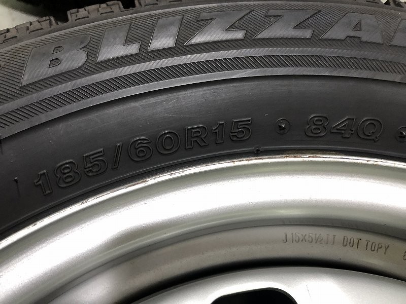 (WW5J018)鉄ホイール 15ｘ5.5JJ 4穴 100/114.3 + BRIDGESTONE BLIZZAK VRX 185/60R15 84Q 2020年 スタッドレス 冬タイヤ 送料無料_画像4