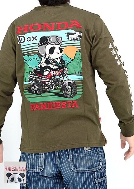 HONDA×PANDIESTA DAX125ロングTシャツ◆PANDIESTA JAPAN カーキMサイズ 533504 パンディエスタジャパン ホンダ 二輪