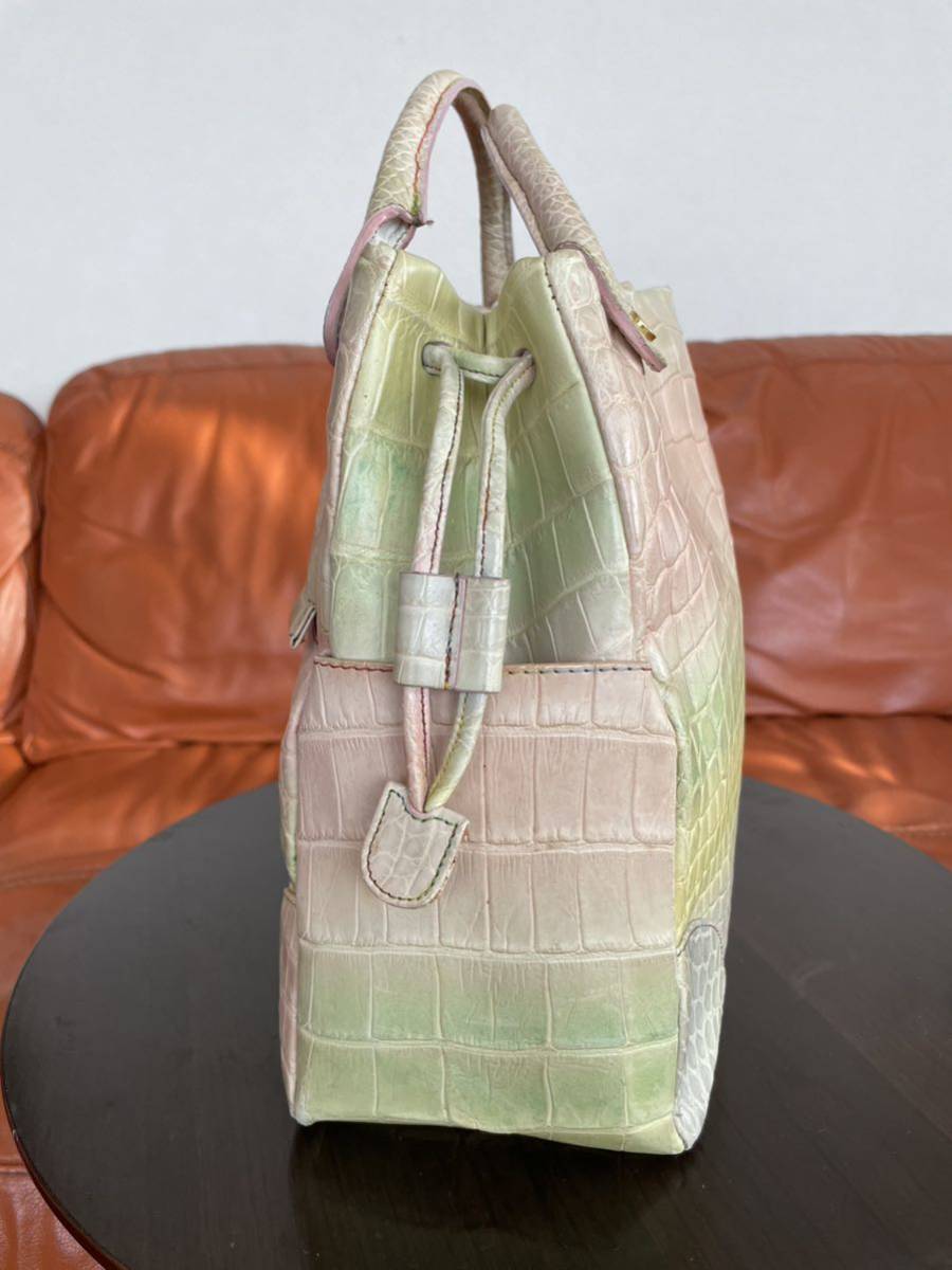 希少色 STILE Emme Gi Erre シャイニング クロコ ハンドバッグ お値打ち価格 STILE Emme Gi Erre 綺麗目 クロコダイル