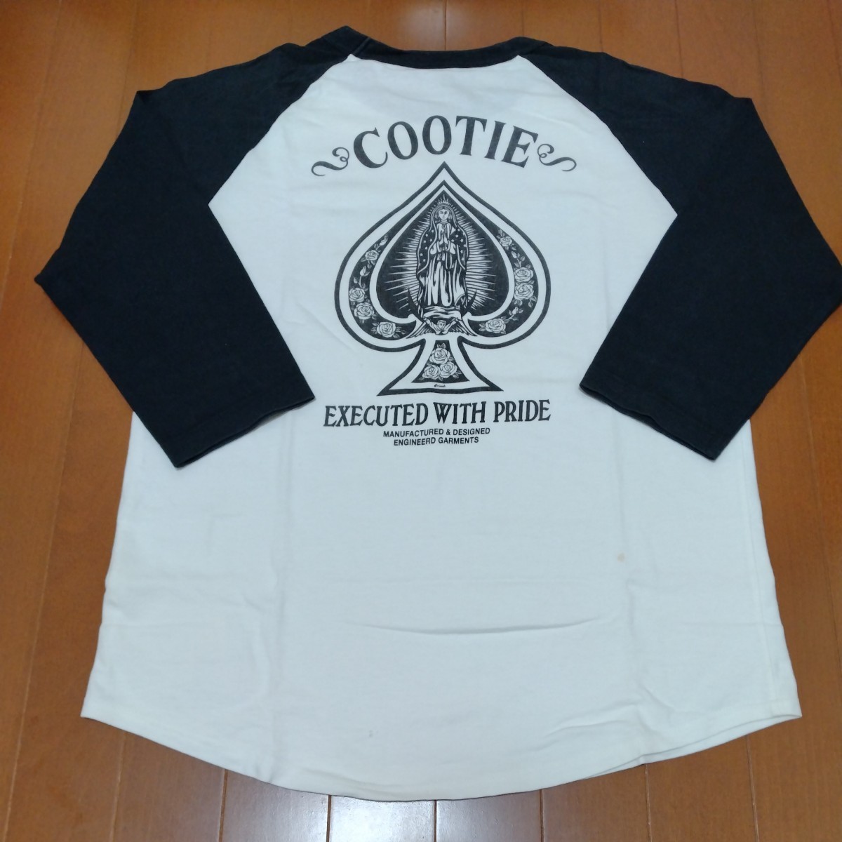 Cootie ラグラン シャツ 七分袖 ホワイト×ブラック_画像2