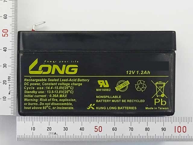 送料660円～ LONG 密閉型 MF シールドバッテリー 12V1.2Ah メンテナンスフリー ドライバッテリー ★ バックアップサブバッテリー等に _画像2