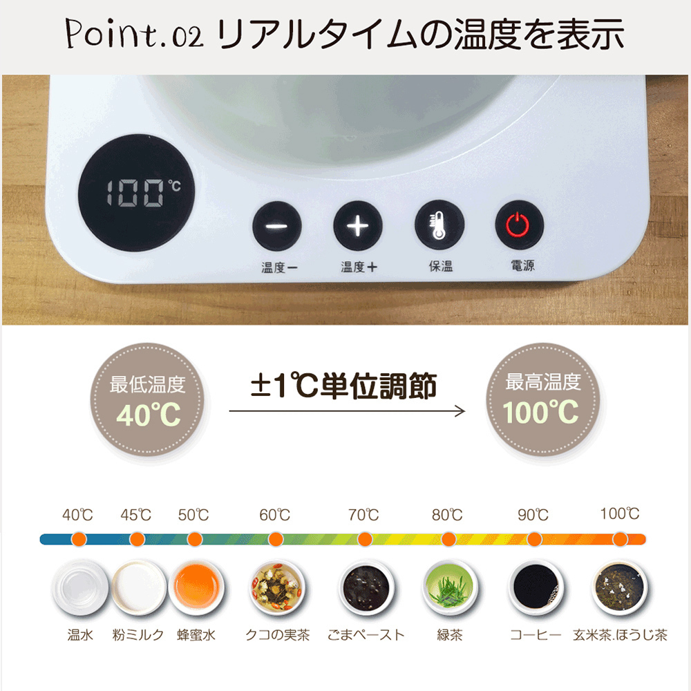 ケトル 電気ケトル おしゃれ 温度調節 0.8L 細口ドリップ ケトルコーヒー ポット 温度設定_画像3