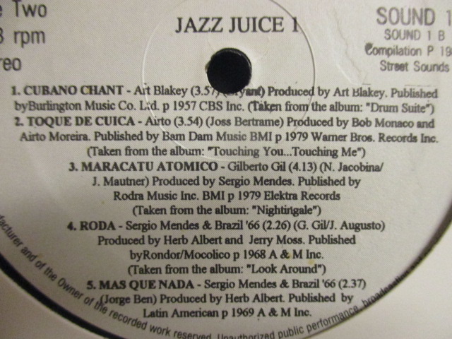 VA ： Street Sounds Jazz Juice 1 LP (( Rare Groove / Miles Davis / Eddie Jefferson / Gilles Peterson / 落札5点で送料当方負担の画像3