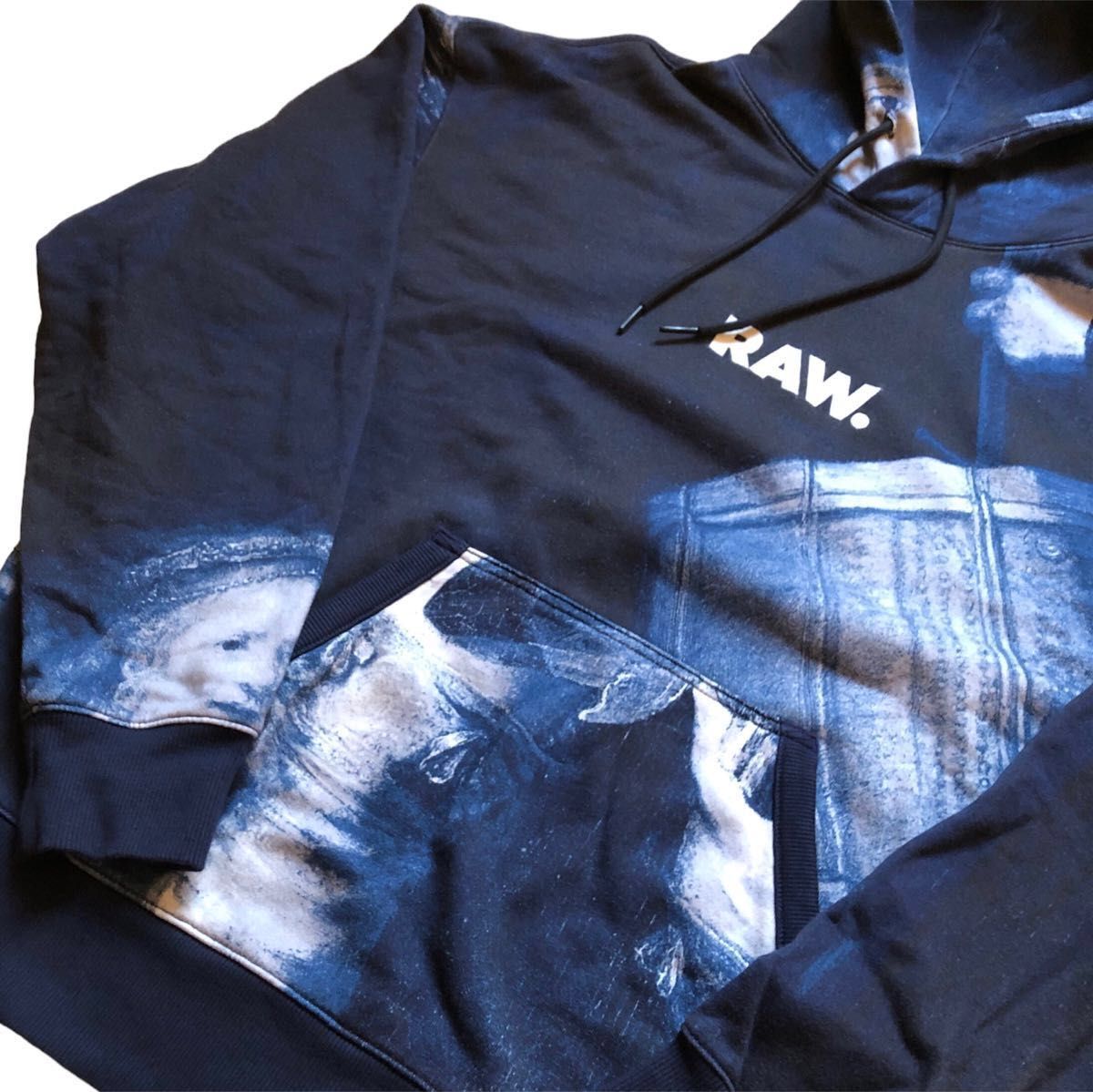 G-STAR RAW センターロゴ インディゴ パーカー スウェット M size