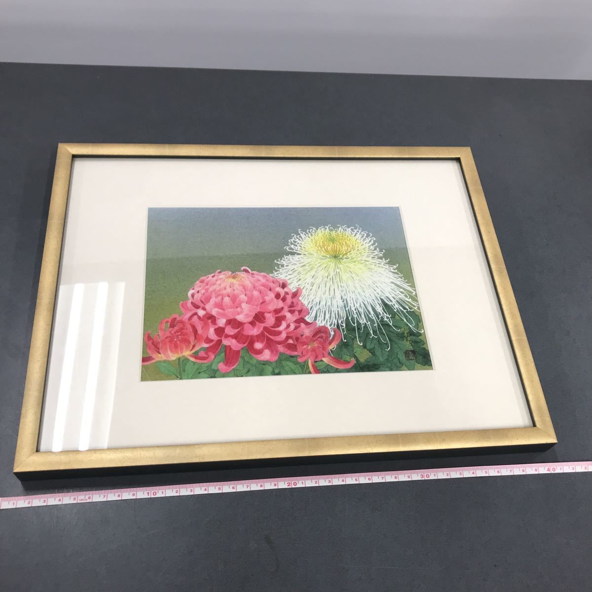 森田りえ子　秋華　花 絵画 額 壁掛け インテリア 現状品_画像6