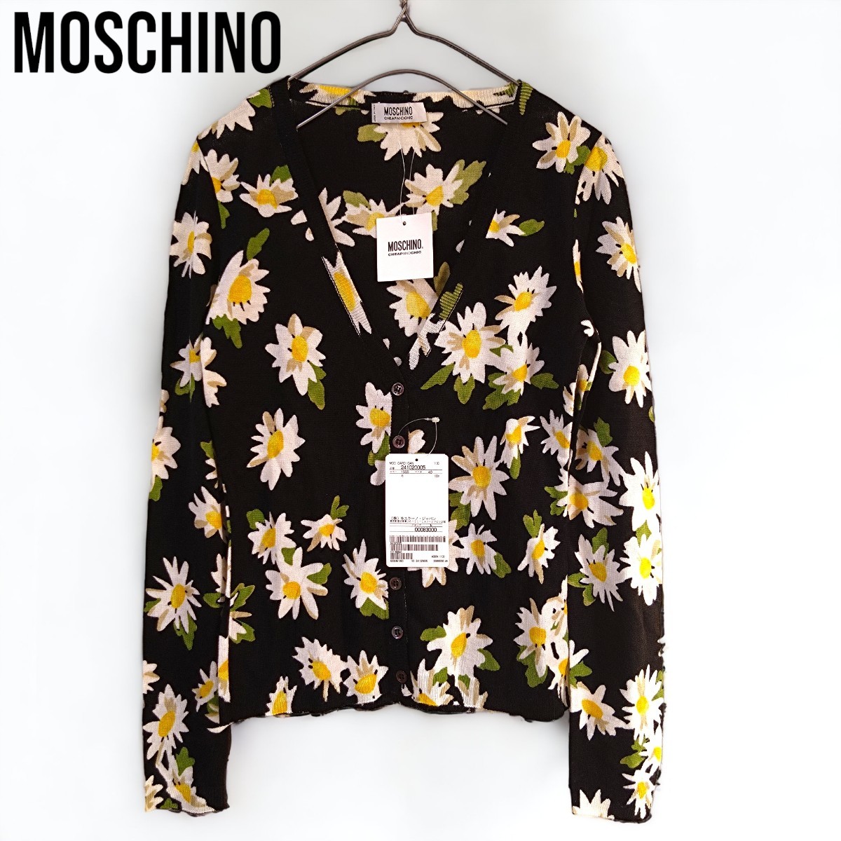 新品 MOSCHINO 83000円 薄手 ウール カーディガン モスキーノ 黒