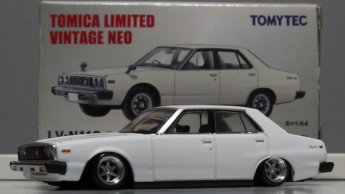 希少トミカリミテッド改 1/64 日産スカイラン ジャパン前期 4ドア ロンシャン アルミ製 深リム 旧車 グラチャン 街道レーサー 国産名車　_画像5