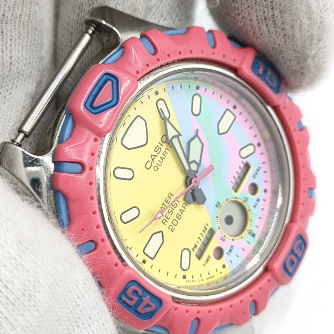 【電池切れ ケース本体のみ】CASIO カシオ AD-729 クォーツ腕時計 カラフル ケース幅：4.0 の画像7