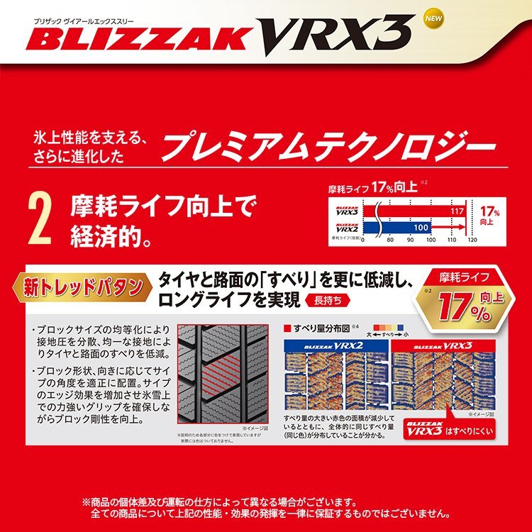 2023年製 BRIDGESTONE BLIZZAK VRX3 205/60R16 205/60-16 96Q XL 4本セット ブリヂストン ブリザック スタッドレス 最高性能 4本SET_画像7