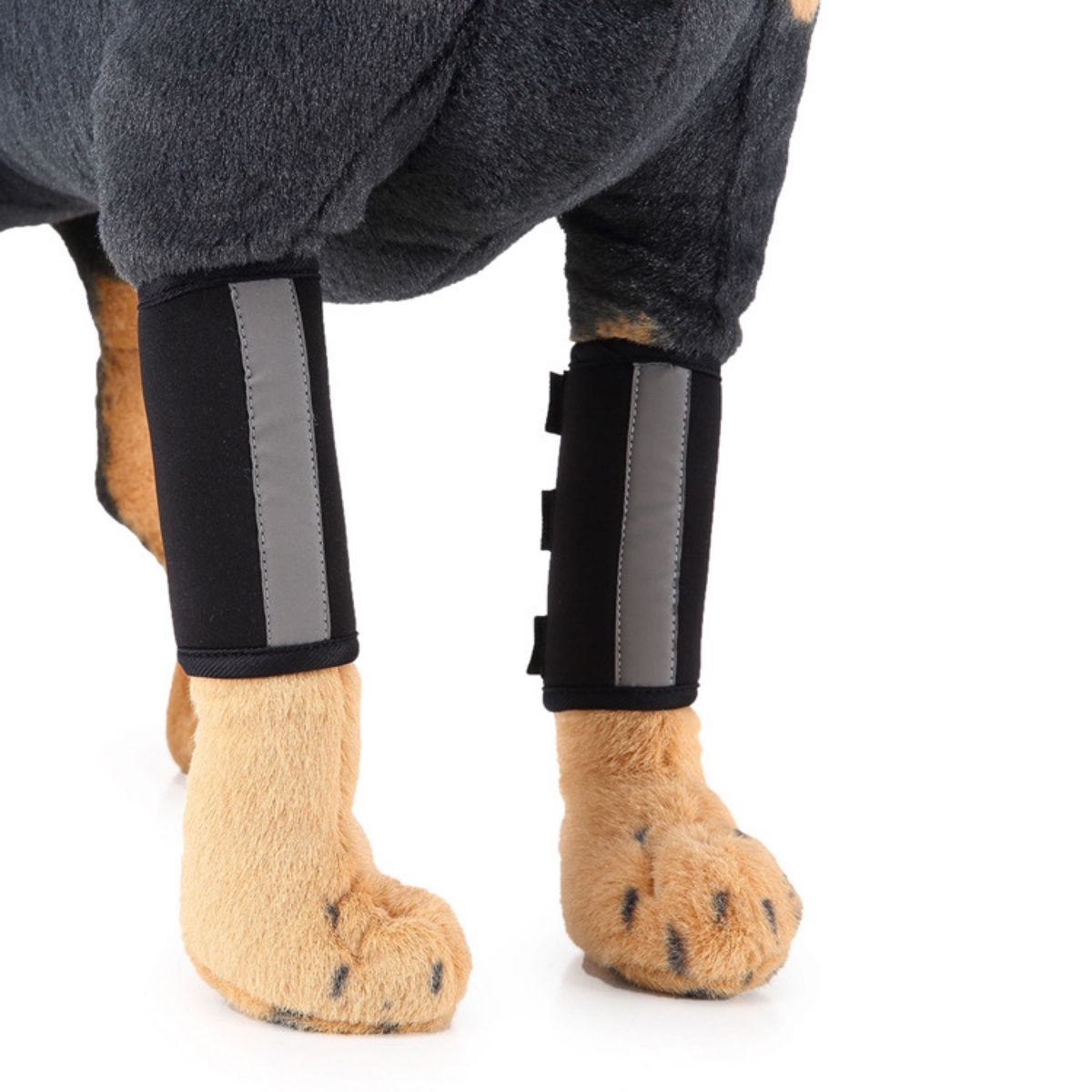  ①犬用膝サポーター ブラック Mサイズ ※2枚1組関節痛 傷口カバー 犬の脚パッド ペット用保護具　反射板付き