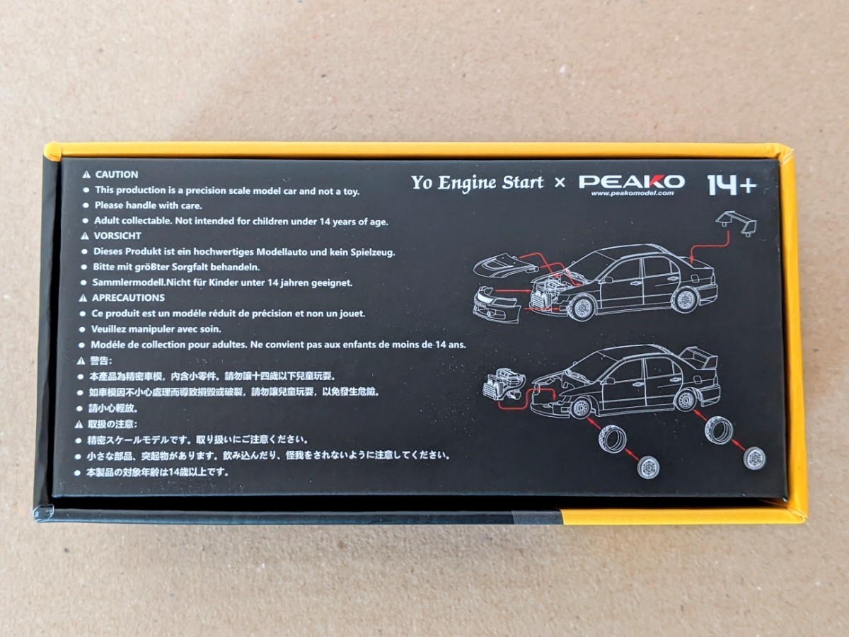 ★1/64 PEAKO（ピーコ）1/64 三菱 ランサーエボリューション IX イエロー　ミニカー_画像3