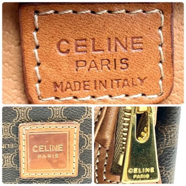 仙15 CELINE ポーチ マカダム柄 セリーヌ ブラウンカラー PVC レザー クラッチバッグ 小物入れ_画像9