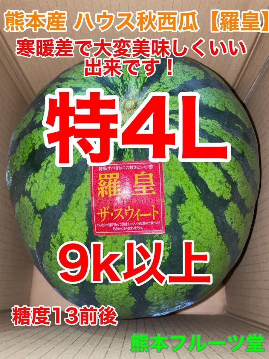 カウントダウン！【秀品】大人気生産者！希少な『絶品秋スイカ』熊本産【羅皇】4Lサイズ（1玉9kg以上）熊本フルーツ堂41_画像1