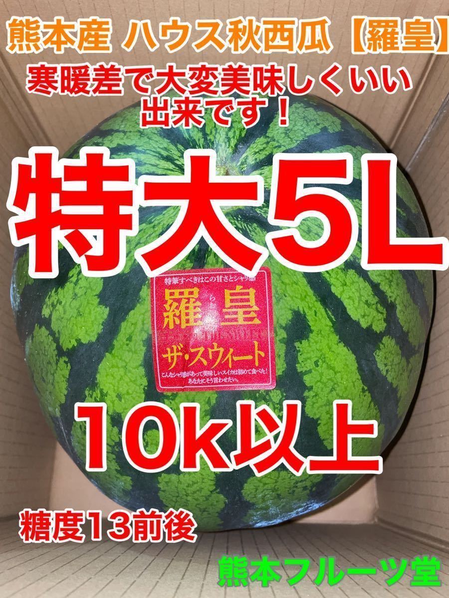 カウントダウン！【秀品】大人気生産者！希少な『絶品秋スイカ』熊本産【羅皇】5Lサイズ（1玉10kg以上）熊本フルーツ堂41_画像1