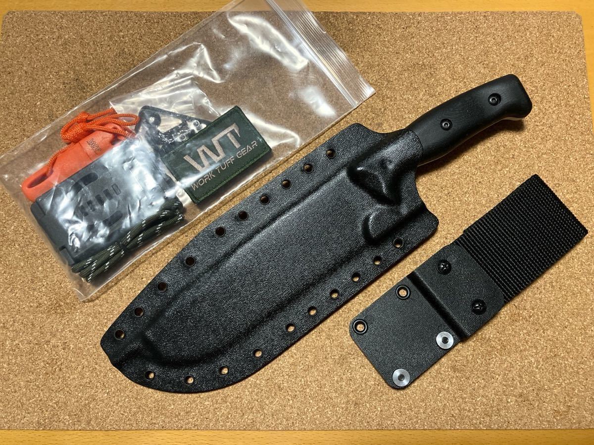 WORK TUFF GEAR Mt.Lion Bohler K329 Fixed Blade Black G10 Handle Kydex Sheath ワークタフギア 中古極上美品良品 _画像9