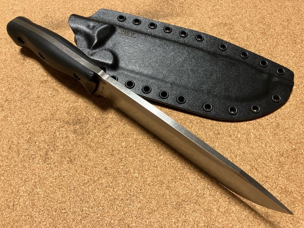 WORK TUFF GEAR Mt.Lion Bohler K329 Fixed Blade Black G10 Handle Kydex Sheath ワークタフギア 中古極上美品良品 _画像7