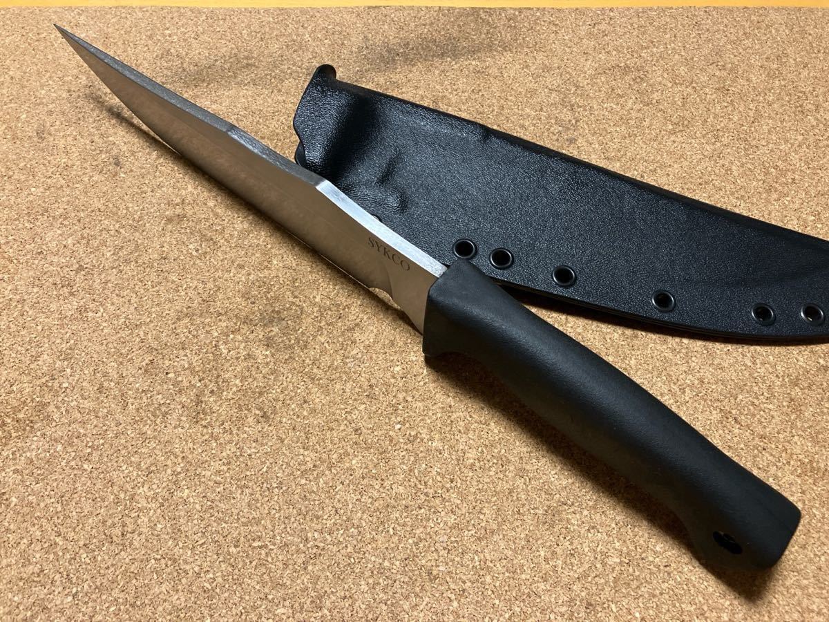 BUSSE SYKCO Scrap Yard Knife Company DB-322 FIGHTER SR-101 Steel Blade Black Resiprene C Handle w/BuyBrown Kydex Sheath 中古良品_画像7