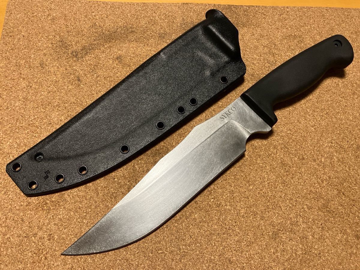 BUSSE SYKCO Scrap Yard Knife Company DB-322 FIGHTER SR-101 Steel Blade Black Resiprene C Handle w/BuyBrown Kydex Sheath 中古良品_画像2