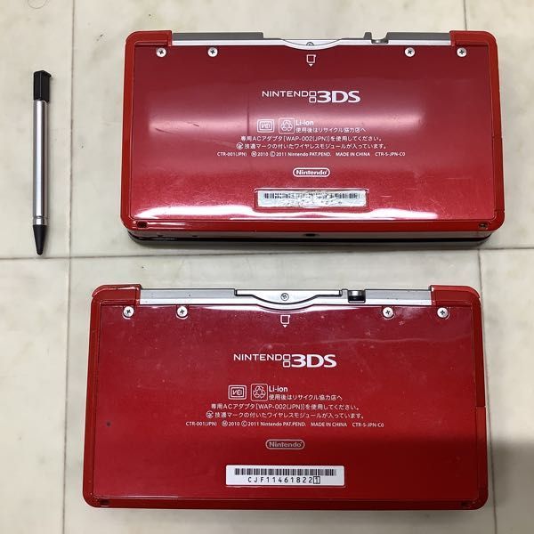 1円〜 動作確認/初期化済 箱無 NINTENDO 3DS 本体 CTR-001 フレアレッド 2点_画像4