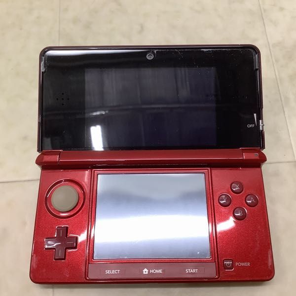 1円〜 動作確認/初期化済 箱無 NINTENDO 3DS 本体 CTR-001 アイスホワイト フレアレッド_画像2