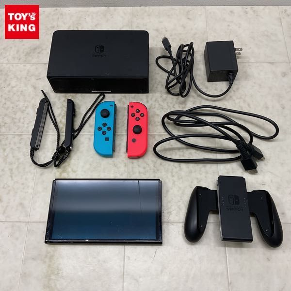 1円〜 動作確認/初期化済 箱無 Nintendo Switch 有機ELモデル HEG-001 本体 Joy-Con ネオンブルー ネオンレッド ドッグ 他_画像1