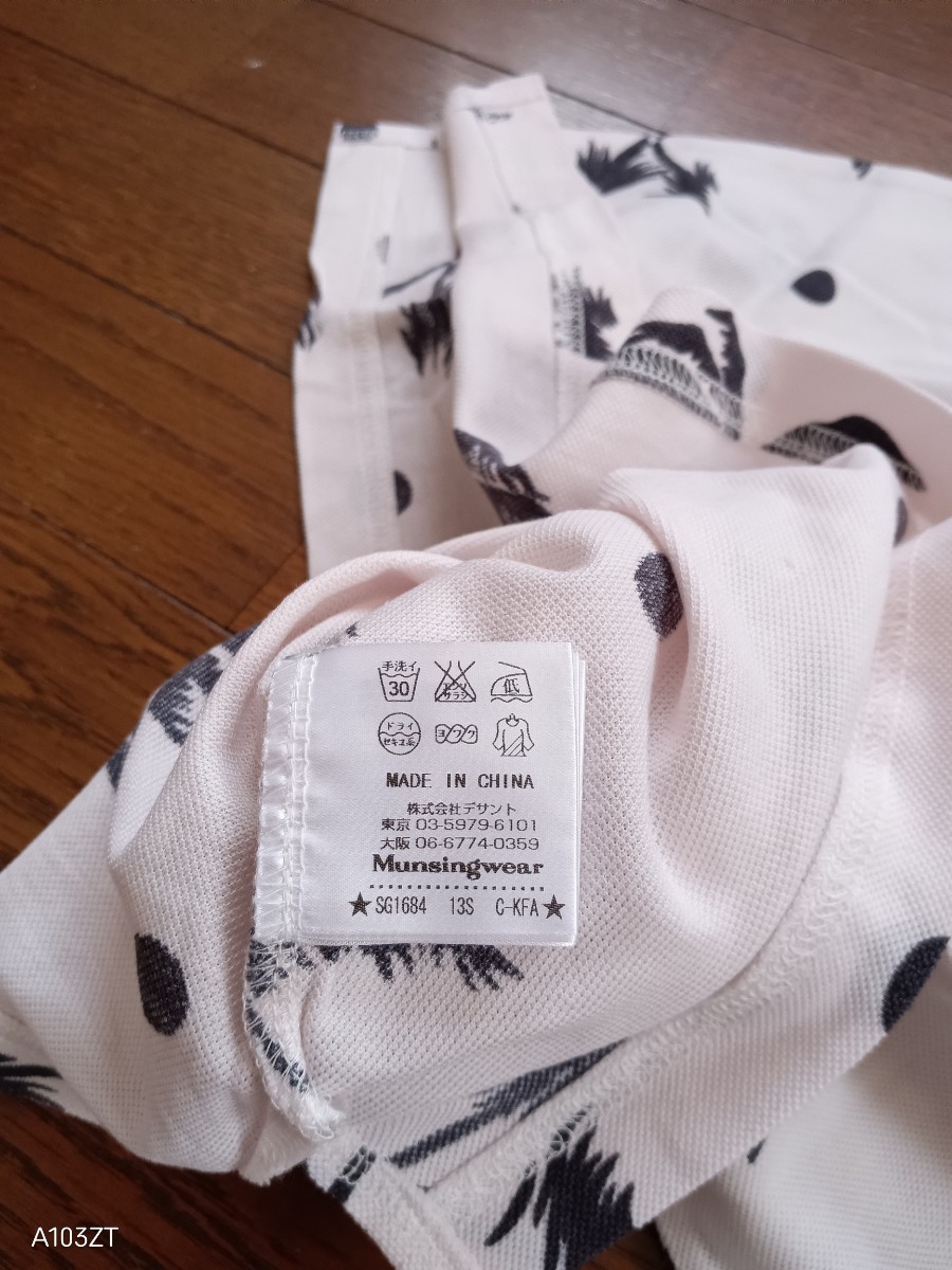 【中古品】Munsingwear　マンシングウェア　ヤシの木柄半袖　鹿の子ポロシャツ　ベビーピンク　メンズサイズ　Ｌ_画像8