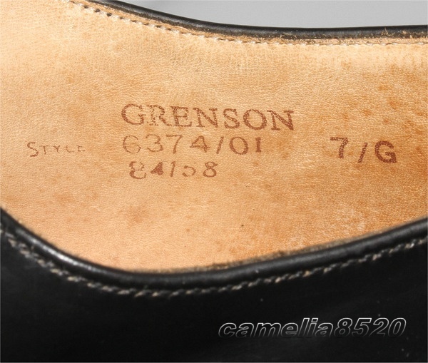 グレンソン GRENSON Feather Master ストレートチップ オックスフォード 内羽根 6374-01 黒 ブラック 本革 7G 約25.5cm 英国製 中古 美品_画像2