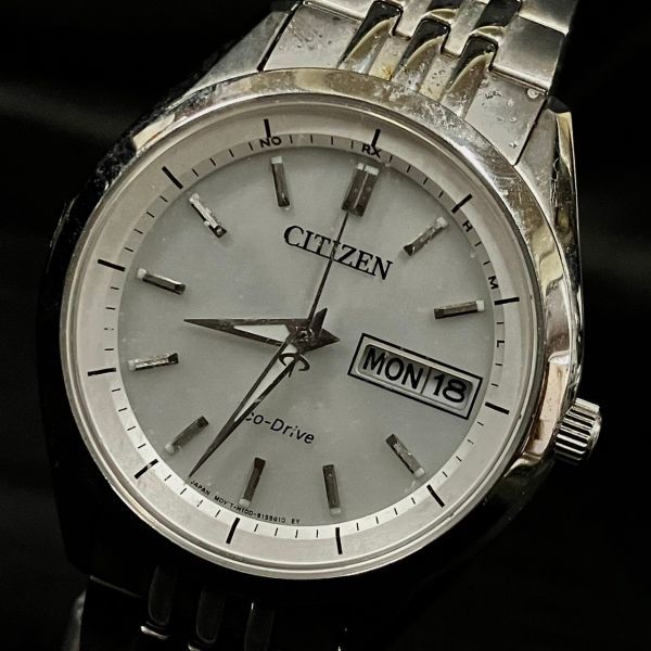 CkM246T CITIZEN シチズン 電波ソーラー H100-S113156 エコドライブ デイデイト メンズ腕時計 シルバー系_画像1