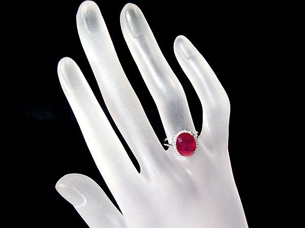 1円～【ジュエリー極】妖艶レッドカラー！大粒含浸処理ルビー4.47ct＆ダイヤモンド0.16ct 高級K18WGリング t3659JitkWZE【送料無料】_画像4