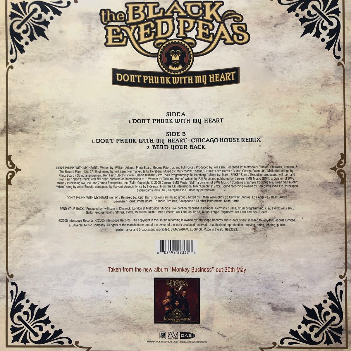 V 12インチ ブラック・アイド・ピーズ the BLACK EYED PEAS Don’t Phunk With My Heart LP レコード 5点以上落札で送料無料_画像2