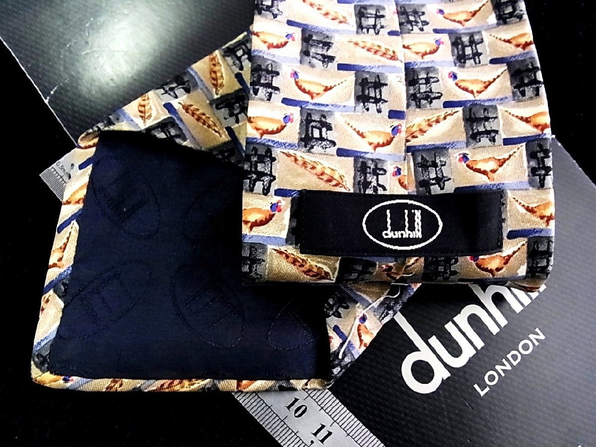 ♪今週の特売980円～♪1470♪状態並品【dunhill】ダンヒル【鳥 雉 キジ 羽 dロゴ 柄】ネクタイ♪_画像2