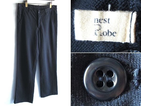 nest Robe ネストローブ 製品染 ウエストドローコード スウェット ワイドパンツ 3 ネイビー 紺 日本製 大きいサイズ 男女着用可_画像1