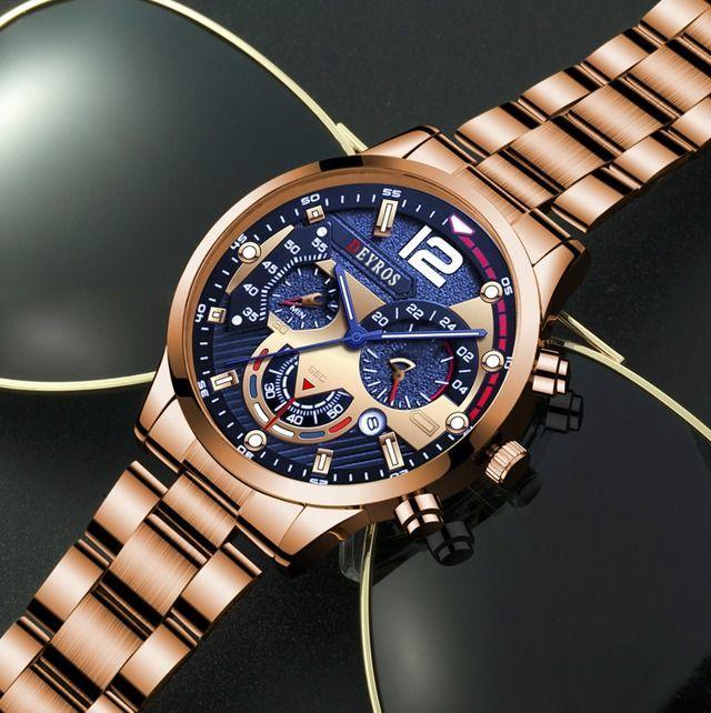 T429 腕時計 DEYROS クロノグラフ ステンレス ピンク