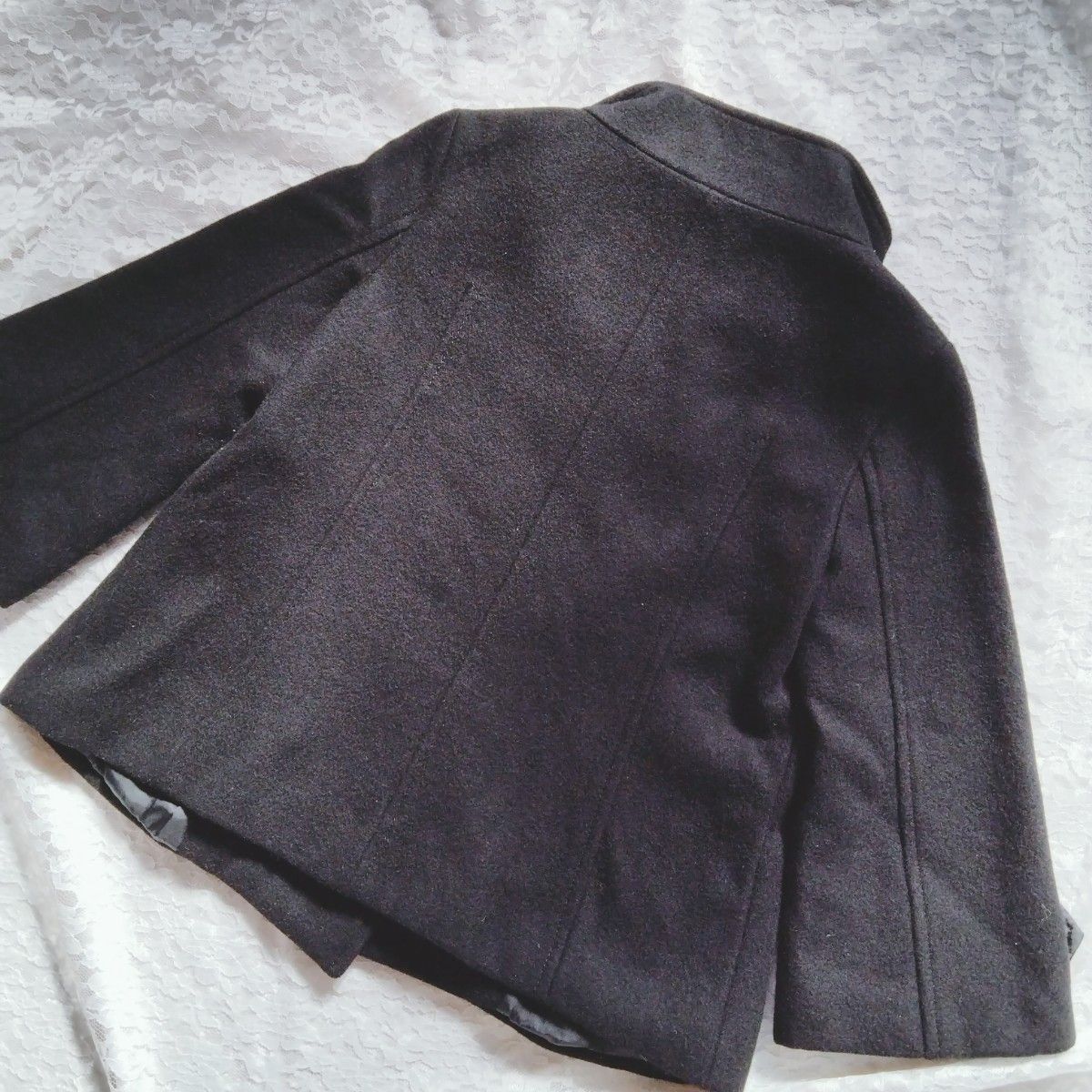 ルスーク　ブラック　ショートコート　ピーコート　日本製　ウール　アンゴラ　サイズ３８　ジャケット