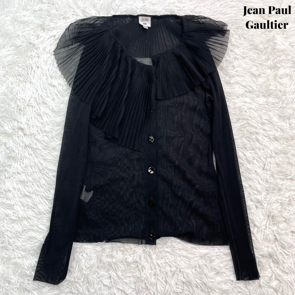 【美品】Jean Paul Gaultier Femme ジャンポール ゴルチエ パワーネット プリーツ シャツ ブラウス カットソー 40